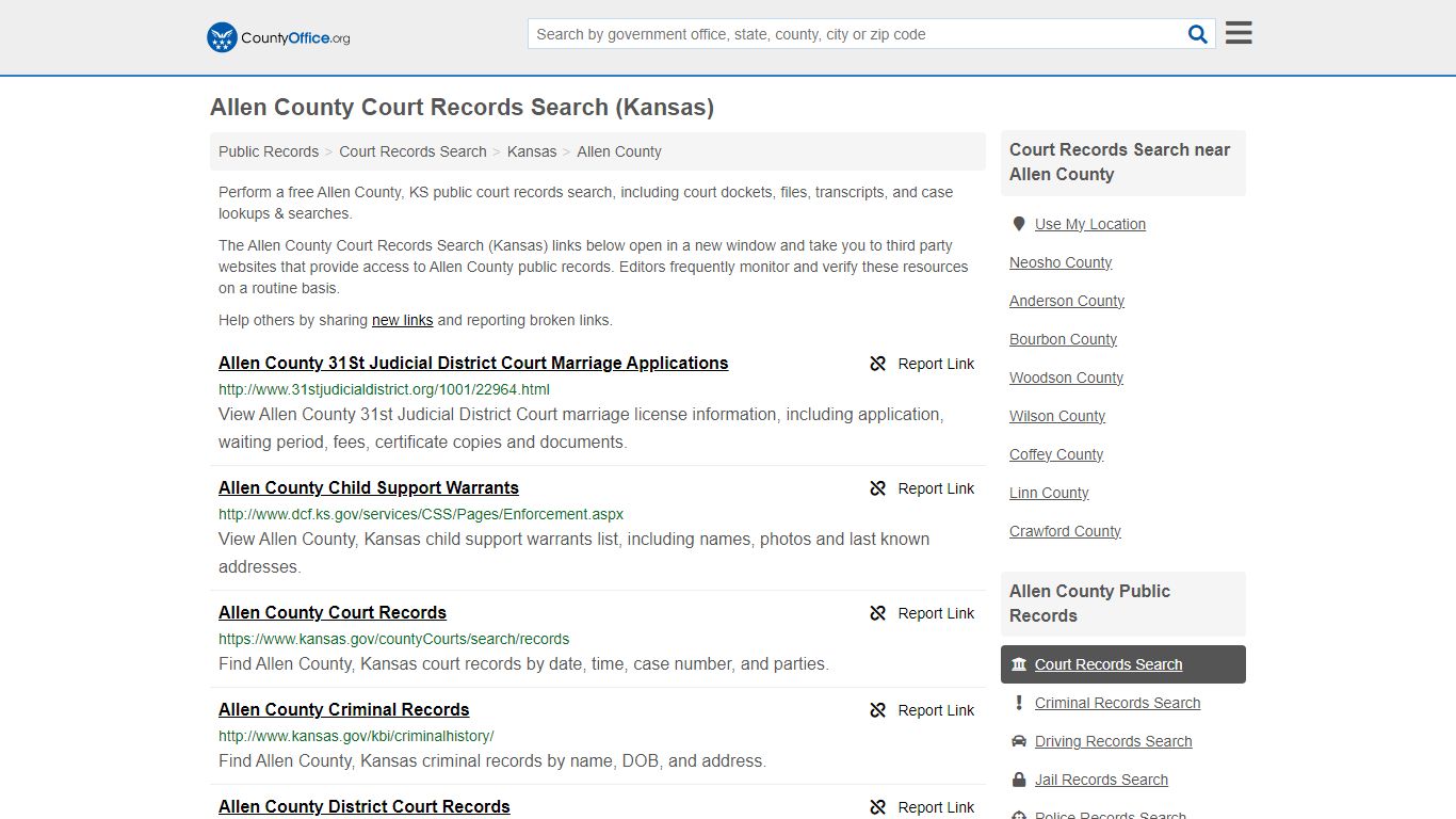 Court Records Search - Allen County, KS (Adoptions, Criminal, Child ...